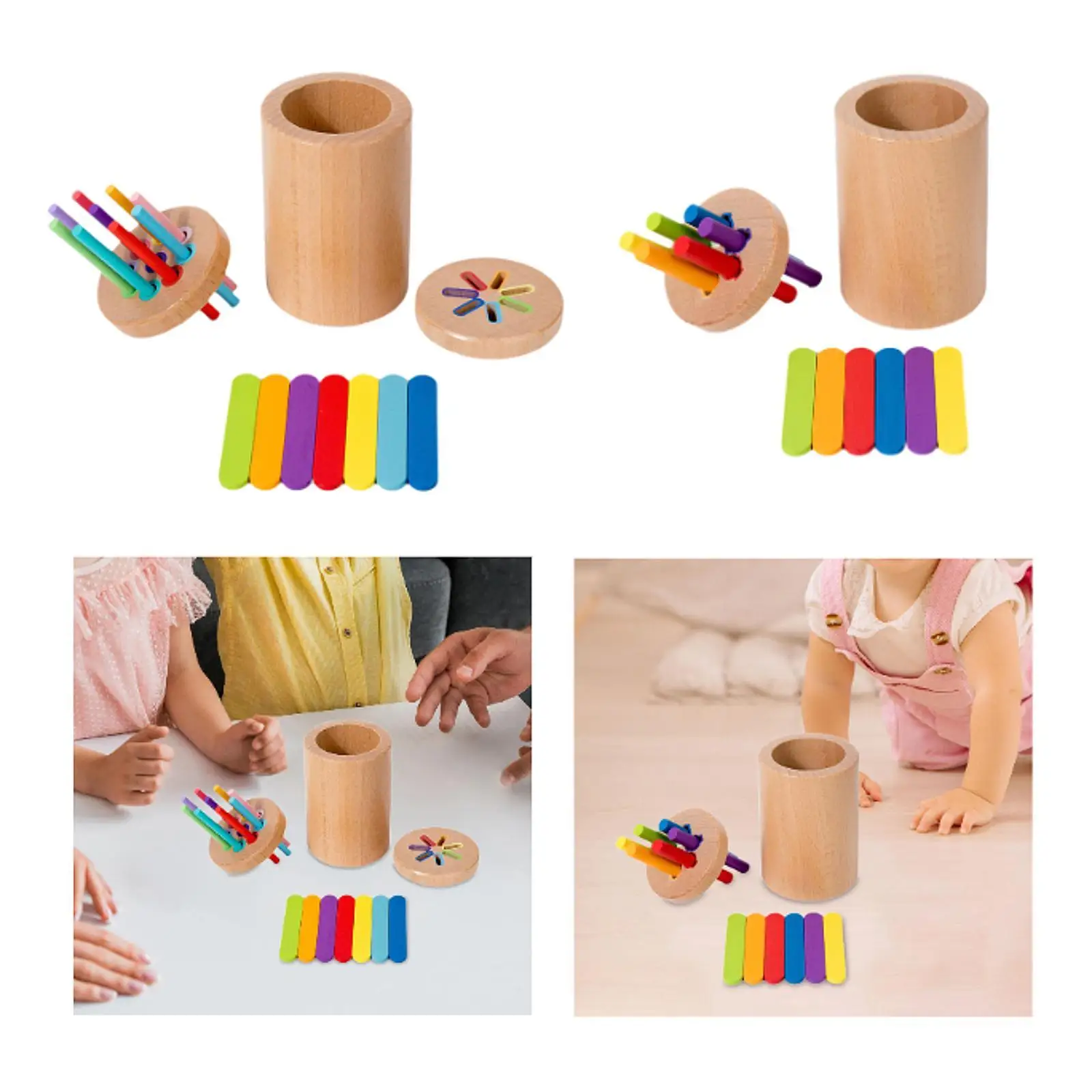 Copo de classificação de cores para crianças, caixa de classificação de madeira, brinquedo de coordenação, brinquedo educacional para crianças de 2 a 5 anos