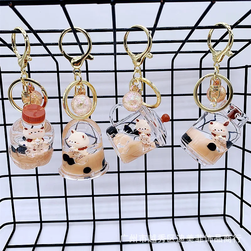 Acrylic oil entry milk bear keychain trendy fashion automobile hanging ornament lovely bag small ornaments