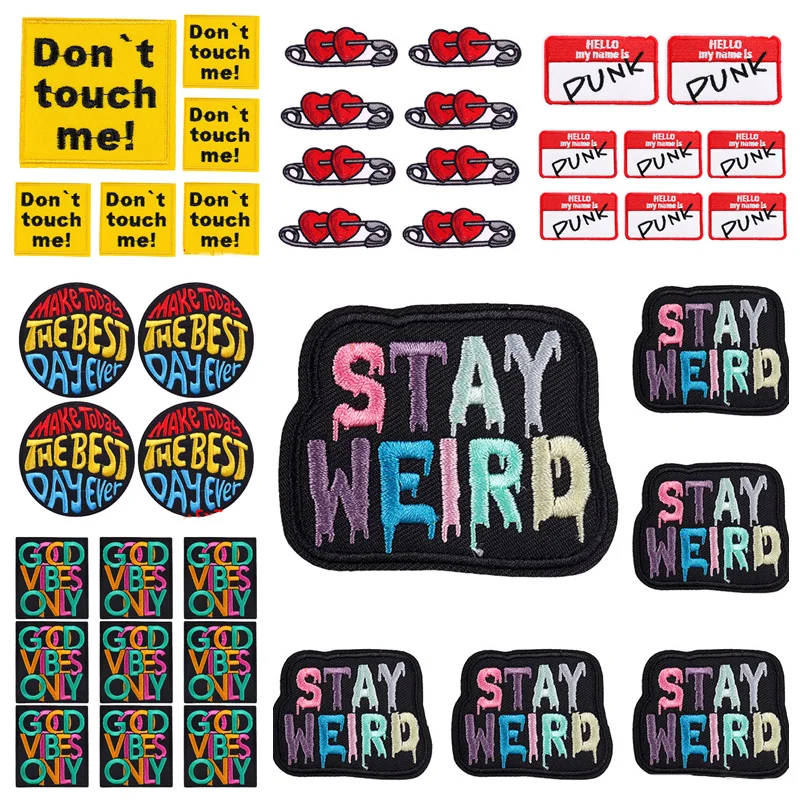 10PCS/Lot Punk Rock Letter Patch Embroidered Patches Iron On Patches For Clothing Thermoadhesive Patches On Clothes Sewing DIY