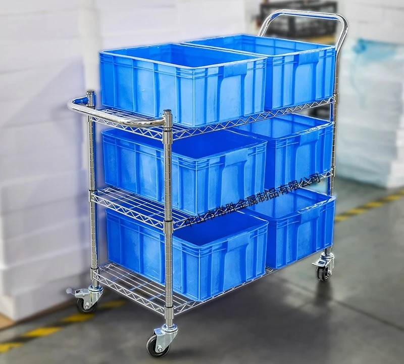 LTT 3 Tier Flatbed Trolley with Span Wheels Multi Deck Transport Industrial Logistics Trolley