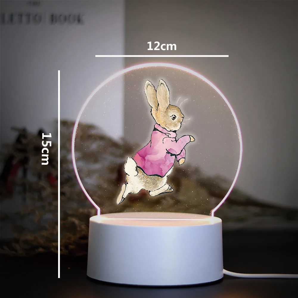 Peter Rabbit 3D Led Indoor Lighting Gifts Usb Powered & Battery Operated Optical Illusion Table Lamp With Remote Control