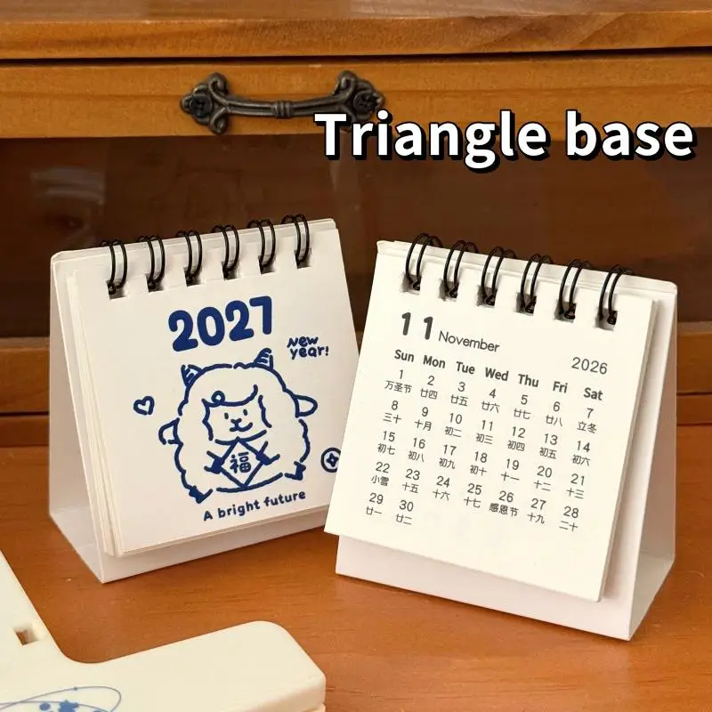 New 2027 Mini Desk Calendar With Cute Cartoon Prints Portable For Office Home Student Daily Time Management