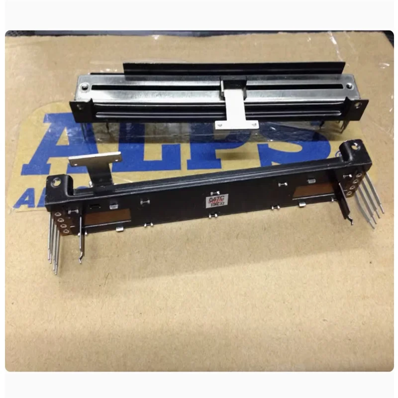 1PCS ALPS 12.8cm sliding potentiometer with dual 10KCX2 side adjustable 8-pin 8MM axis long pin