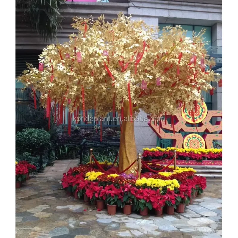 Best Selling Golden Artificial Big Tree for Outdoor Bonsai Large Artificial Banyan Tree
