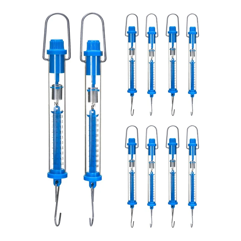 Spring Scale 5N Transparent Spring Balance Hanging Tube Spring Scale Blue 10 Pack