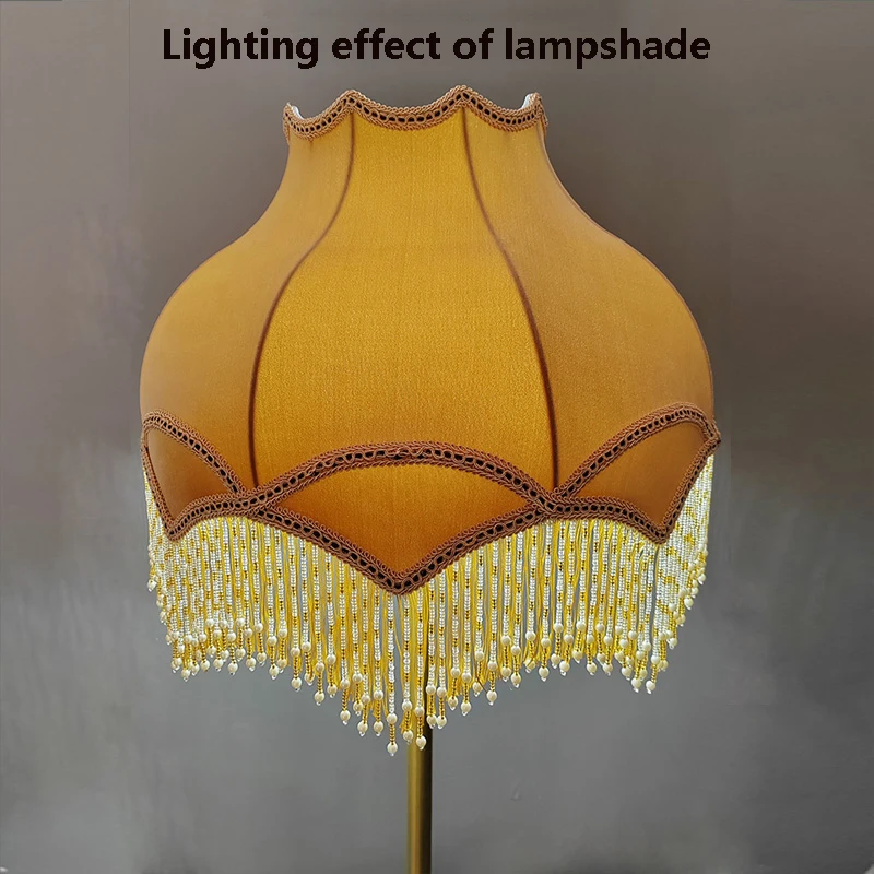 Turmeric lampshade shell cover table lamp floor lamp velvet tassel hanging bead lace pure handmade