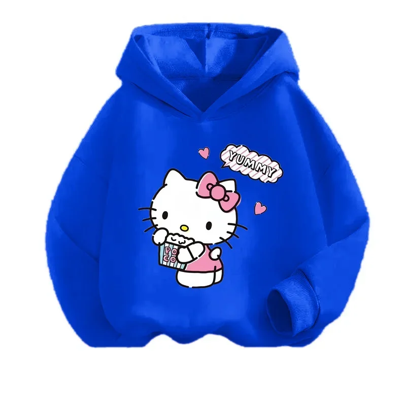 Kawaii Hello Kitty Hoodie Kids Clothes Girls Clothing Fashion Baby Boys Clothes Autumn Warm Sweatshirt Children Tops