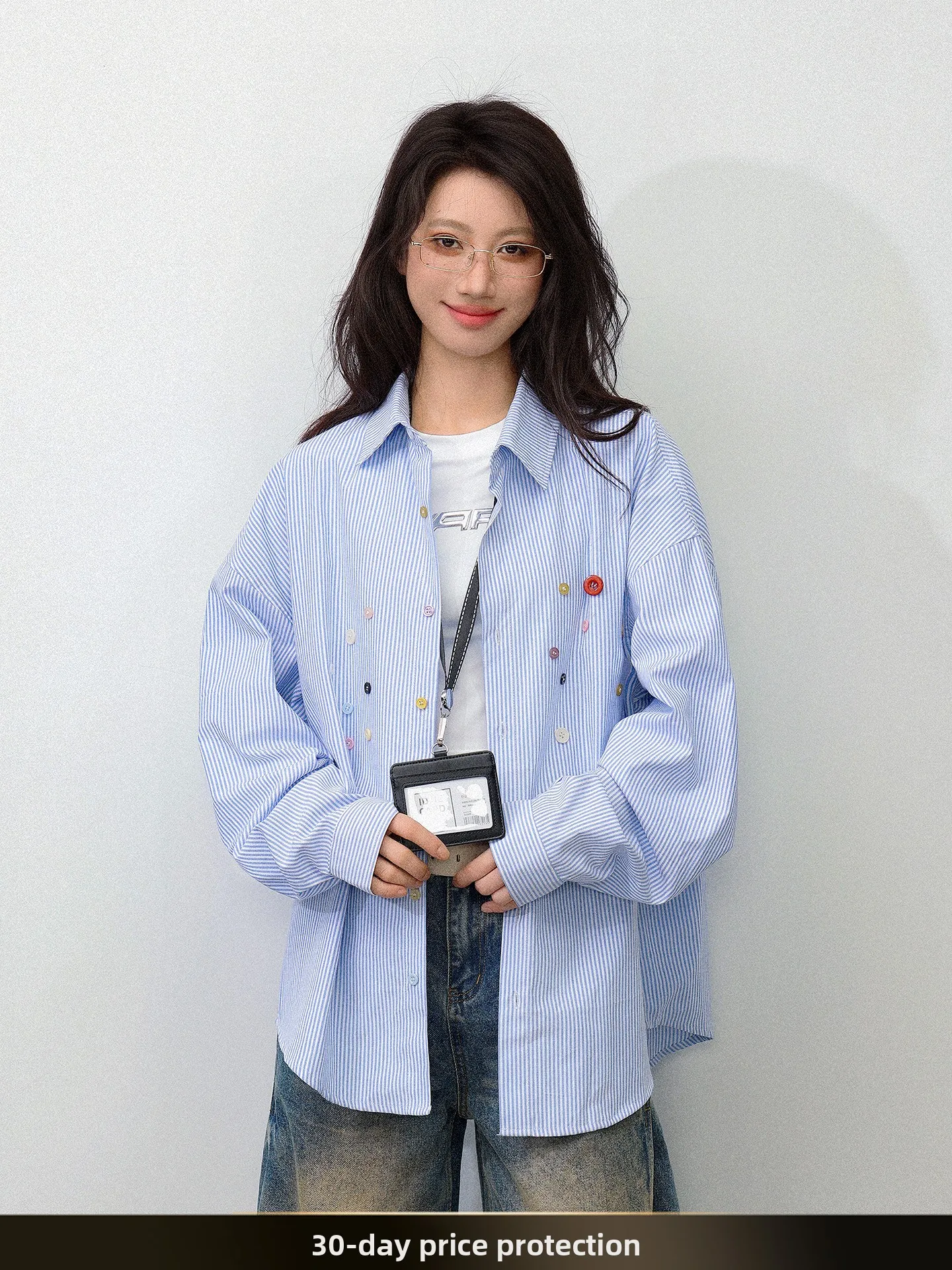 

Американская ретро-рубашка в полоску с длинным рукавом, повседневная, свободного кроя, с пуговицами, осенняя новинка, молодежная, из хлопка и полиэстера.