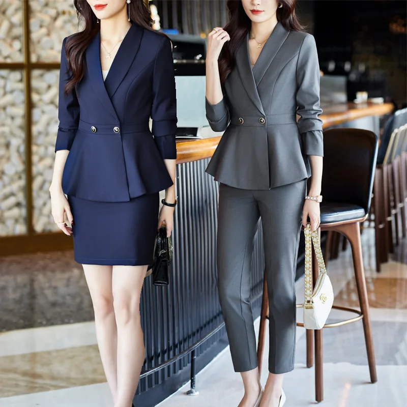 Business Wear Suit Women's Spring and Autumn Dignified Goddess Fan Gan Practice Suit Tooling Jewelry Shop Building Sales Departm