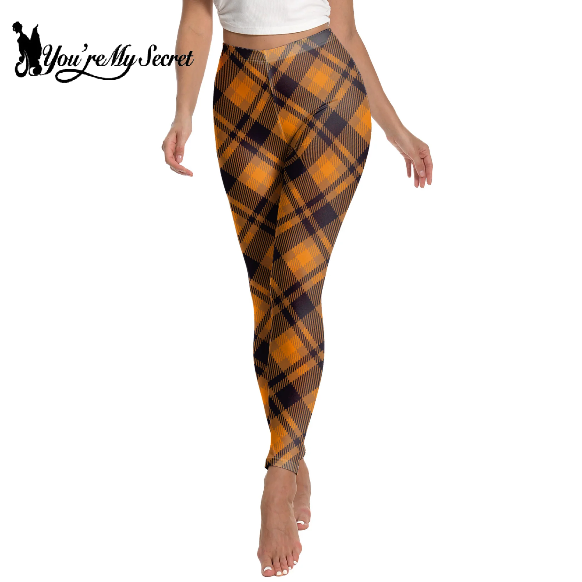 [Je Bent Mijn Geheim] Vrouwen Halloween Geruit Bedrukt Hoge Taille Yogabroek Panty Stretch Atletische Push-Up Legging Damesbroek