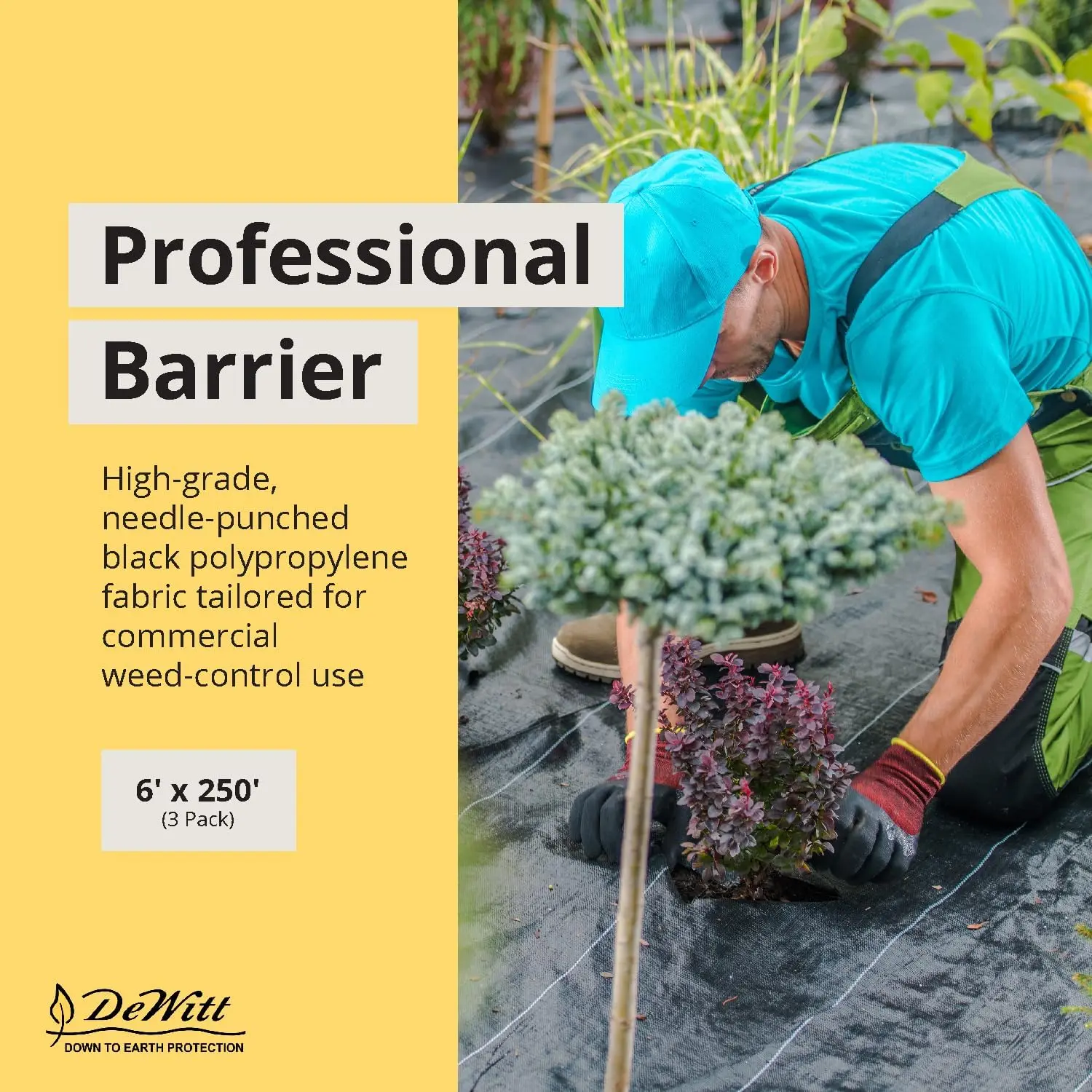 Dewitt 6 x 250 Foot Weed and Mulch Barrier Landscape Woven Fabric Ground Cover, Ideal as Fabric for Yards, Grounding Sheets