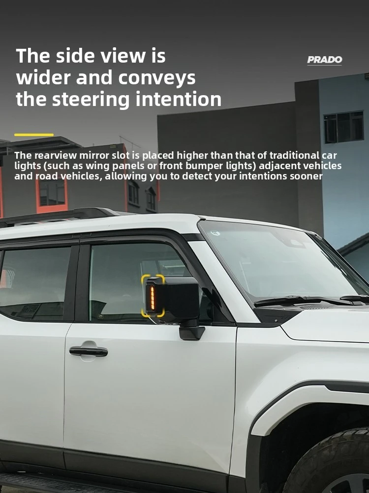 لتويوتا لاند كروزر LC250 برادو 2024 2025 سيارة الجانب مرآة الرؤية الخلفية مؤشر ديناميكي الوامض Led تتدفق بدوره مصباح إشارة