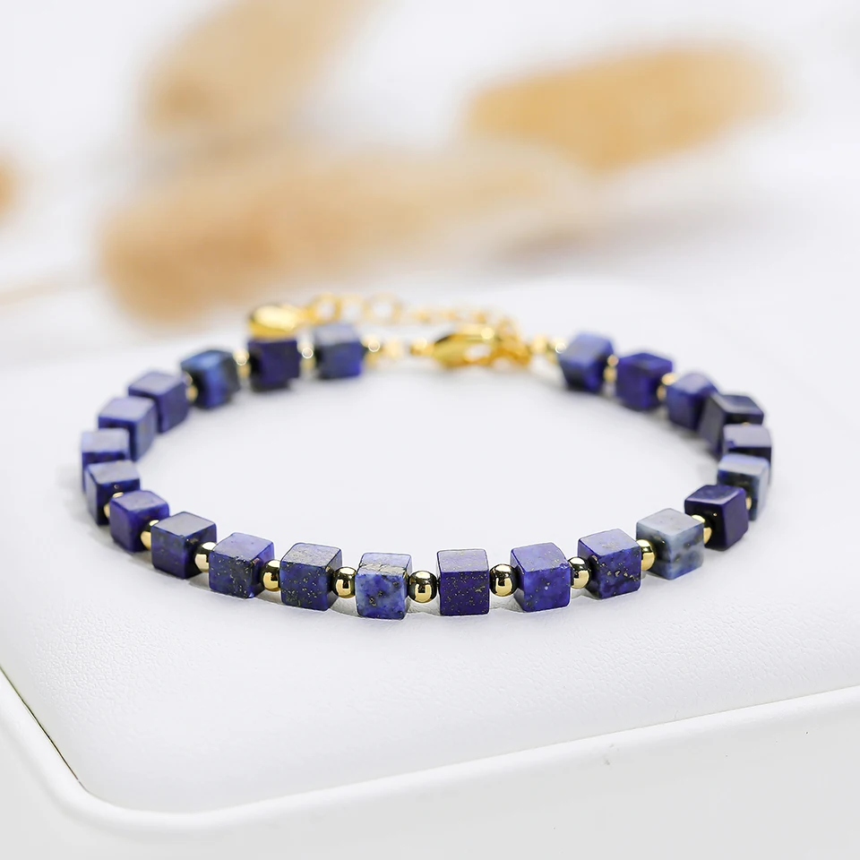 4*4MM Naturnal Stone Square Beads Bracelets on Hand  Bangle Fashion  Jewelry For Women Amethyst Handwork Amazon