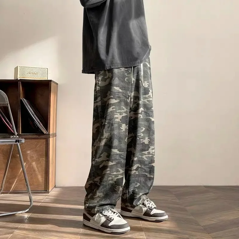 Pantalones de camuflaje para hombre, pantalones de chándal, pantalones de pierna ancha, pantalones vaqueros informales, pantalones tácticos de mezclilla, pantalones de camuflaje Cargo, pantalones de hip hop