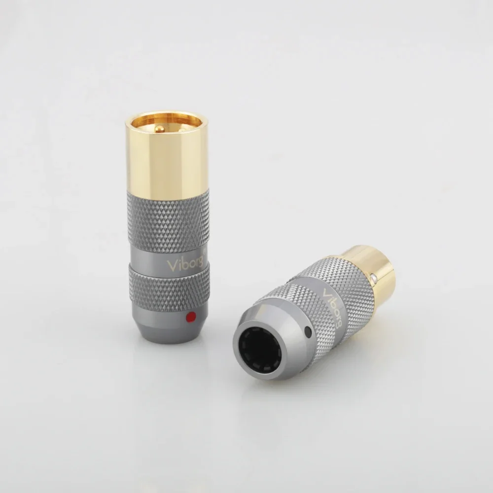 4 peças cabo de áudio hifi equilíbrio 3 pinos viborg 99.998% cobre puro 24k banhado a ouro plugue conector xlr