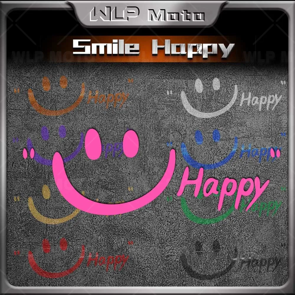 Happy Smiling Face Motorcycle Stickers Decor Racing Helmet Body Fender Fuel Tank Rear Car Window Decal Accessories Waterproof