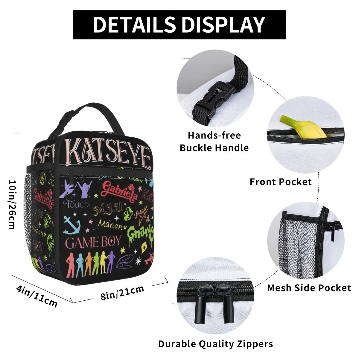 Katseye Beautiful Chaos World Tour Insulated Lunch Bag Women Office Cooler Thermal Food Box Tote Leakproof Lunch Boxes Container