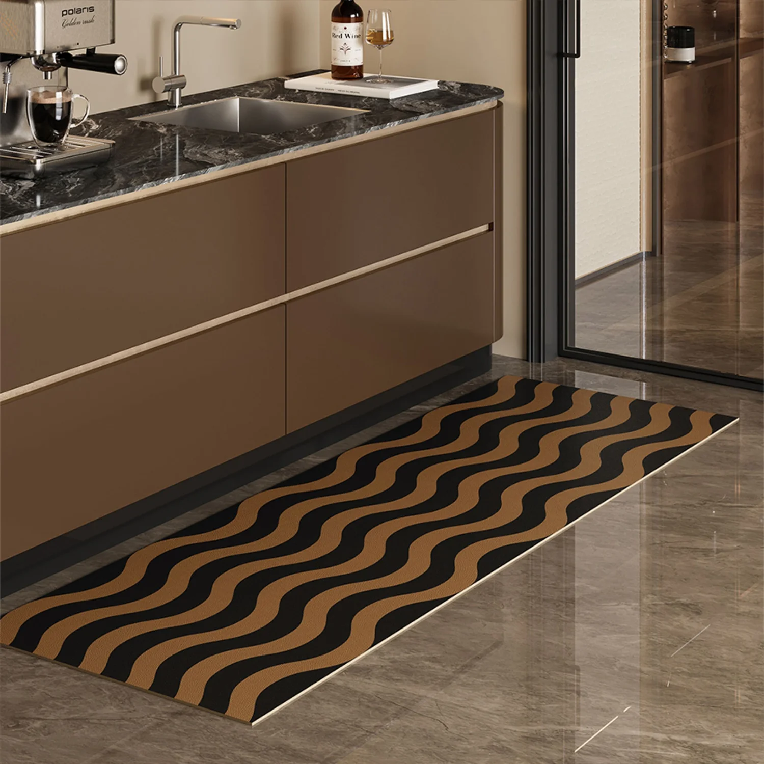 

Нескользящий кухонный ковер, минималистичный длинный полосатый дорожка, кухонный коврик, моющиеся напольные коврики из ПВХ, водонепроницаемый маслостойкий коврик для ног