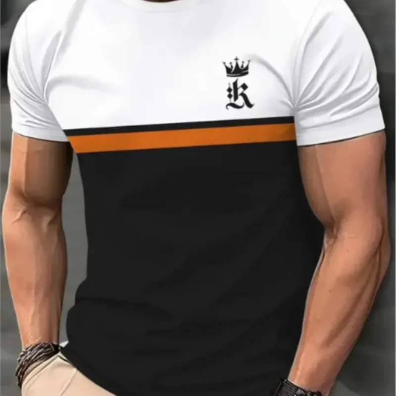 Camiseta con estampado 3D de Spades K para hombre, ropa de calle informal de moda de manga corta con estampado 3D, camiseta de gran tamaño, ropa para hombre de verano 2024