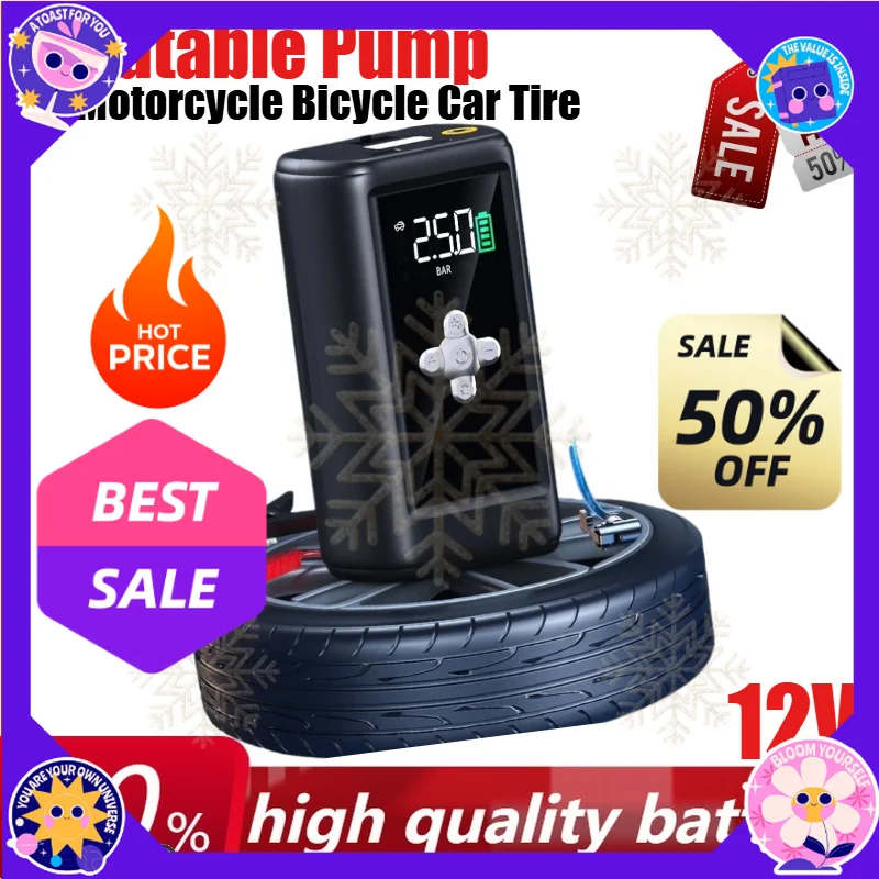 New 12V 6400mAh Car Jump Starter Intelligent Digital Display Multifunction Accurate Detection Preset Tire Pressure Power Bank