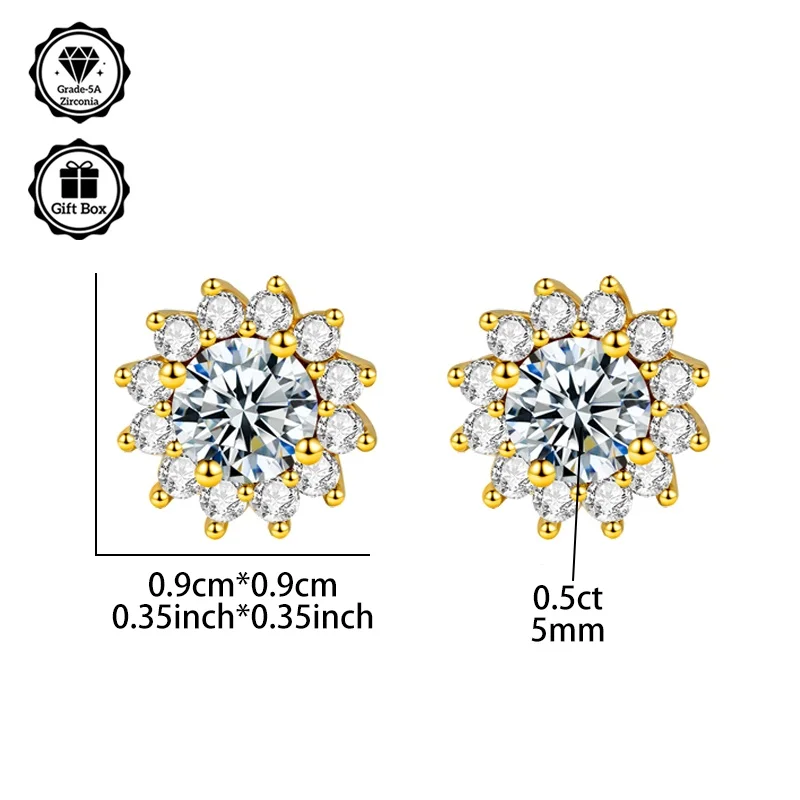 LAMVOICE 1-Karat-Zirkonia, hypoallergen, Schmuck für Damen/Ohrstecker mit Ohrringen, Weihnachtsgeschenk, Schneeflocken-Ohrstecker