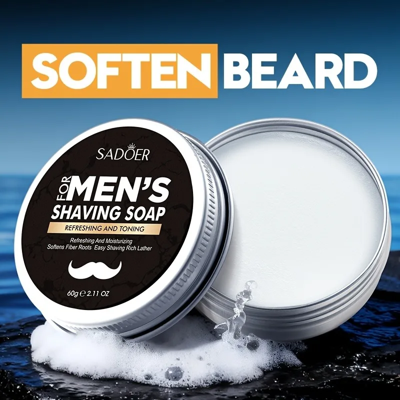 Men's Shaving Soap, Containing Mint Extract and Olive Fruit Oil. The Foam Is Thick and Fine, Making It Easy to Soften the Base of the Beard, Reducing Resistance during Shaving, and Making the Shave Smoother and Sharper.