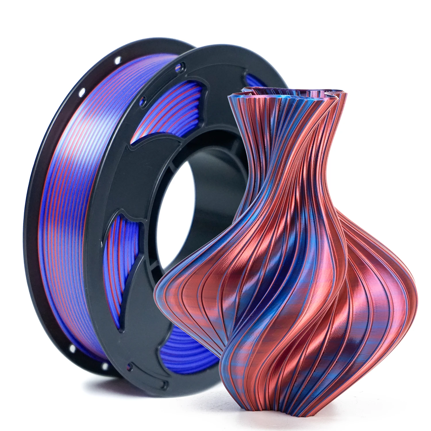 High Speed Silk PLA Filament 1.75mm 0.25kg, Dual & Tri Color Metallic Shiny 3D Printer Material Multicolor Bi-Color Spool