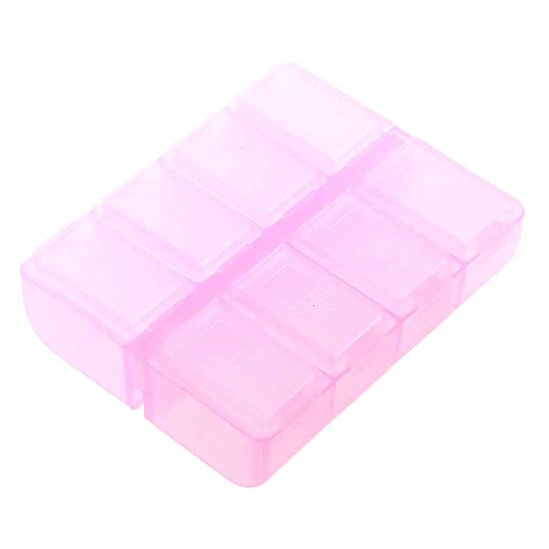 Plastic Rectangle 8 Compartments 7 Days Medicine Pill Box Pink