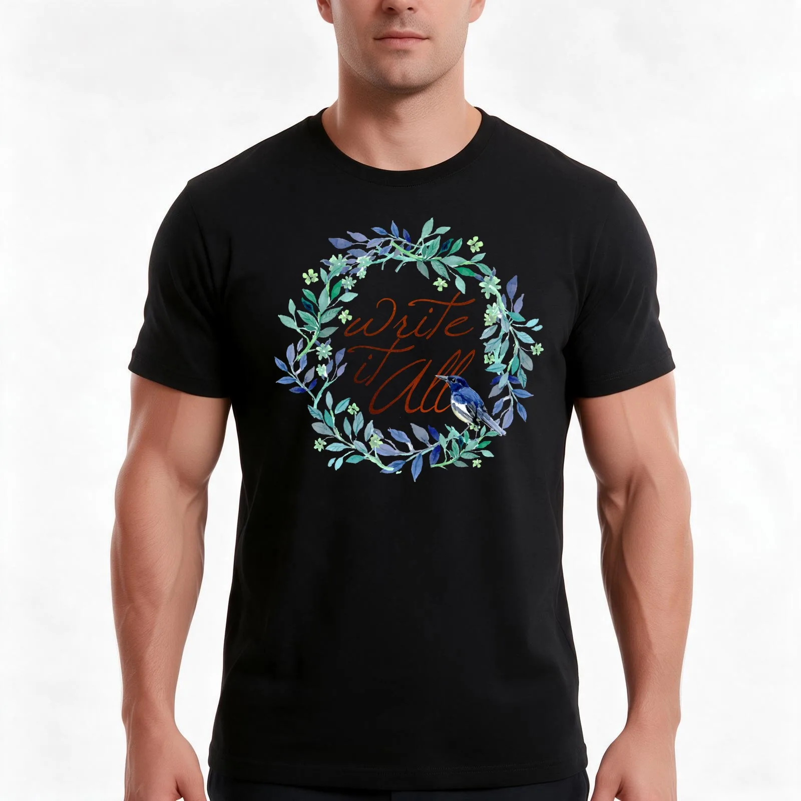 Write It All! T-Shirt, Summer Casual Cotton Tee, Oversized Streetwear Tops, Vintage Graphic Print, Loose Fit Short Sleeve