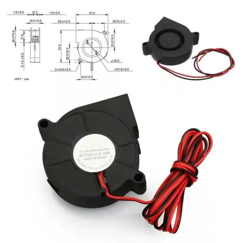 Prusa I3 MK3 Super Silent 5015 Double Ball Fan Blow Radial Cooling Fan Hydraulic Sleeve Bearing Front Fan Cooler Radiator  DC 5V