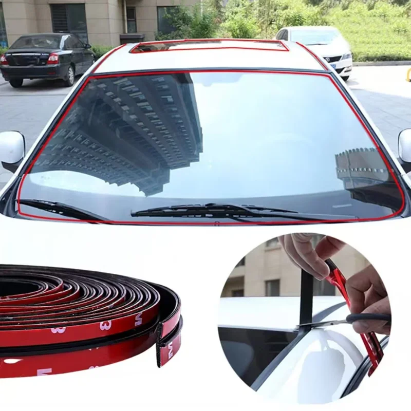 8m Car Windshield Seal Rubber Strip Auto Roof Window Edge Sticker Noiseproof Sound Insulation Waterproof Dustproof Weatherstrip