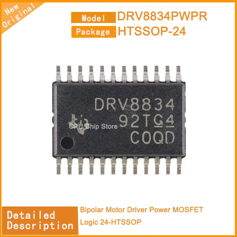 5Pcs/Lot  New Original  DRV8834PWPR DRV8834 Bipolar Motor Driver Power MOSFET Logic 24-HTSSOP