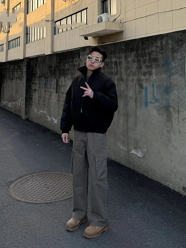 

Ретро-джинсы в американском стиле с эффектом потертости, многокарманные, рабочие, прямого кроя, универсальные, повседневные, для весны и осени