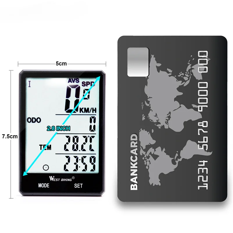 Ultra-Durable Wireless Bike Computer for Mountain and Road Bikes  2.8-inch Display, Backlit Speedometer and Odometer