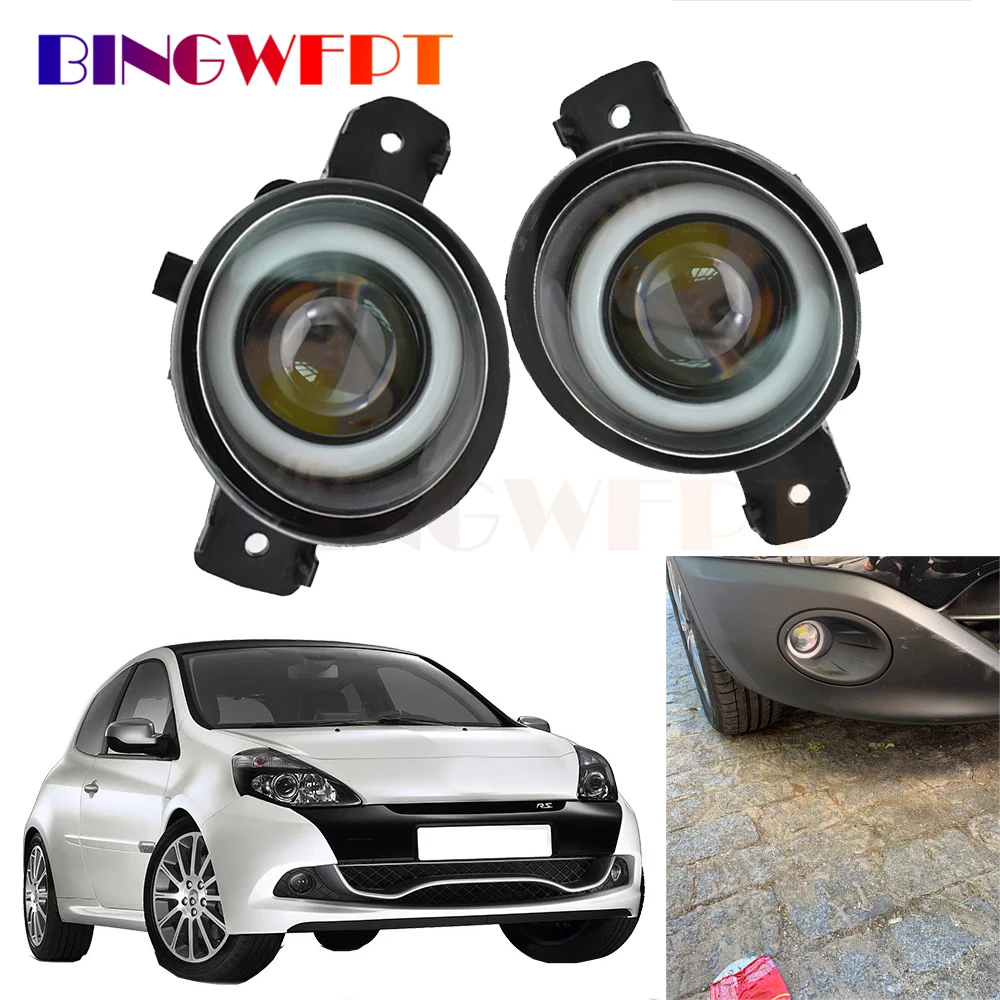 LED 천사 눈 안개등 자동차 전면 안개등 DRL 주간 주행 라이트, 르노 클리오 3 III 해치백 그랜드 투어 에스테이트 2005-2014