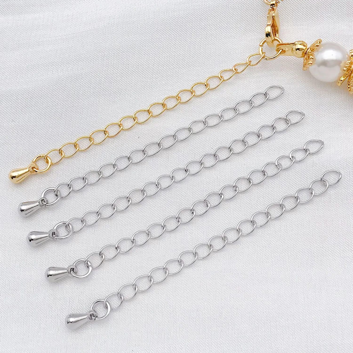 10pcs 5cm 18K Real Gold Plated Brass Extension Chains Bracelet Necklace Extension Tail Chain Connector For DIY Jewelry Making image 5