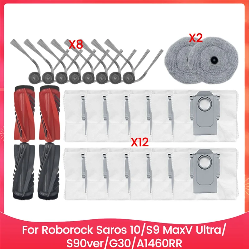 Roborock Saros 10/G30/S9 Maxv Ultra/S90ver/A1460RR 진공 청소기 부품 롤러 사이드 브러시 필터 먼지 봉투 효율적인 Cle 용 A88X