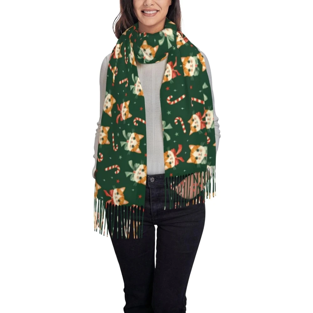 

Christmas Animal Fuzzy Scarf Winter Warm Shawl Scarf for Women Fashion Tassel Long Scarves Christmas Light Ball Keep Warm