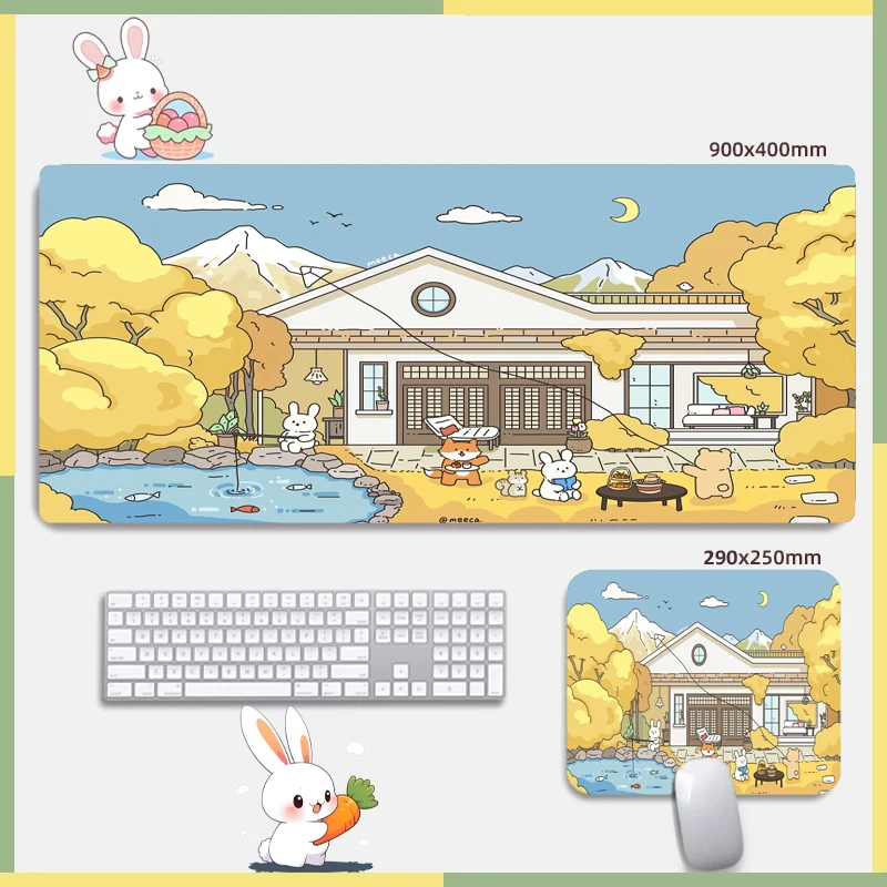 Desktop mouse pad oversized girl cute office keyboard computer autumn scenery four seasons student rabbit healing office deskpad