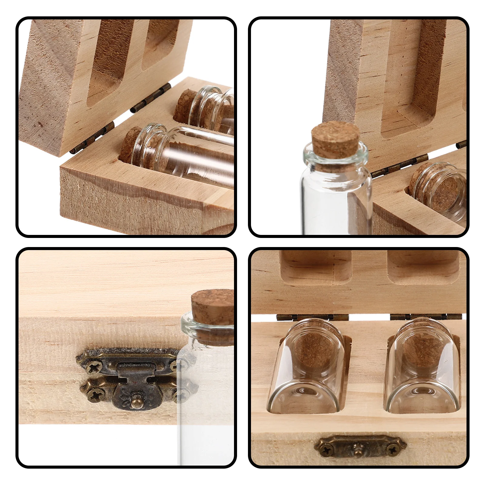 صندوق حفظ الرضع، زجاجة تجميع شعر الجنين الخشبية مع منطقة نقش لأسماء وتواريخ وحل تخزين تذكارية #4