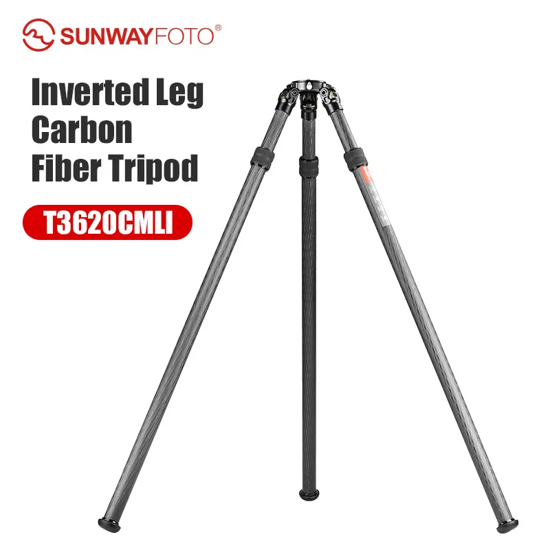 SUNWAYFOTO T3620CMLI Inverted Leg Carbon Fiber Heavy Duty Tripod with 75mm Bowl, 36mm, Tubes Two Section,66'' Tall,Load 66lb.(30