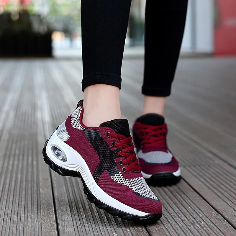 Women Sneakers Air Cushion Walking Shoes Breathable Gym Jogging Shoes for Woman Lace Up Platform Sport Shoe Tenes Feminino