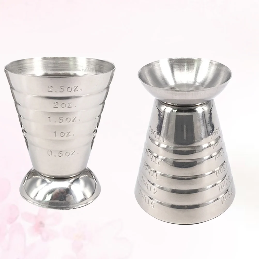 

Stainless Steel Jigger Bar Multi-Function Measuring Cup Silver Tapered Design Ounce Measurer Shot Cup Barware Jigger Bar