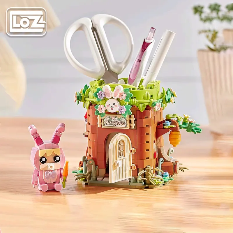 

Loz Rabbit Trunk Pen Holder Small Particle Assembly Building Blocks Storage Bucket Cute Creative Desktop Decoration Gift