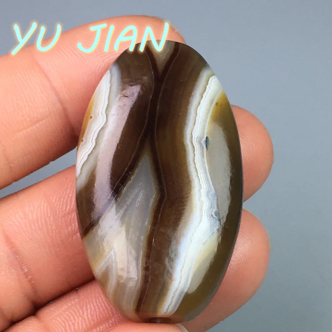 

New Natural Silk-Wrapped Old Agate With Shape Polished With Jade Beads Rare-Rare Pendants DIY Necklaces Accessories Fine Jewelry