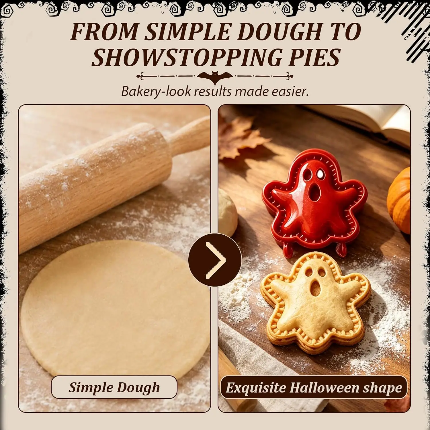 New Reusable Dough Press With Fall-Themed Designs & Easy-Release Surface Perfect For Family Baking Parties Or Homemade Pies