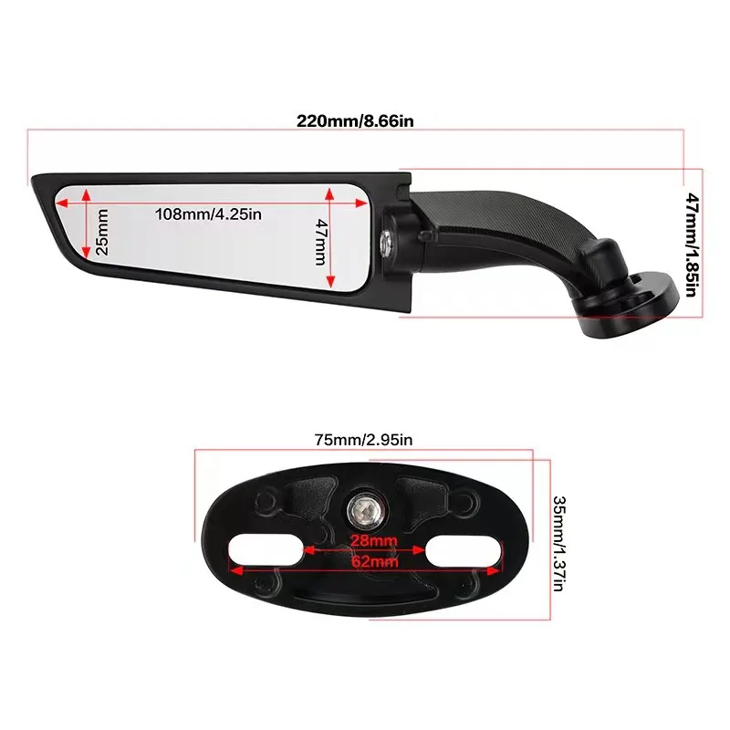 Modified Motorcycle Mirrors Wind Wing Adjustable Rotating Rearview Mirror Side For Kawasaki ZX6R ZX636 ZX7R ZX9R ZX10R view 3
