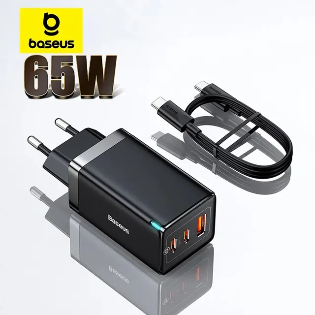 Ładowarka Baseus 65W GaN Quick Charge Type C Ładowarka USB Przenośna Szybka Ładowarka do Laptopa iPhone 17 16 15 14 13