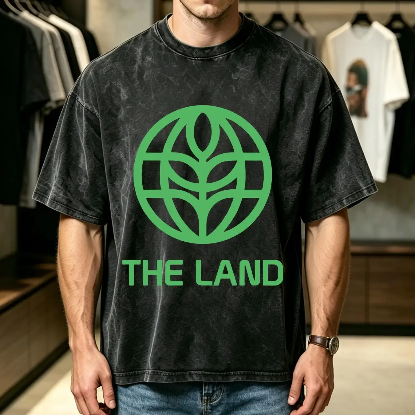 washed T Shirt The Land Retro EPCOT Logo with Green from Future World in Center A Retrocot Original long or short sleeves