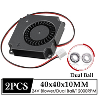 2Pcs Gdstime 40mm Turbo Blower DC 24V Dual Ball 12000RPM High Speed Radiator 40x40x10MM 3D Printer Cooling Accessories Fan